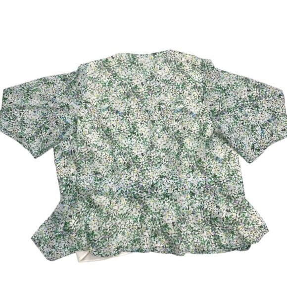NWT BANANA REPUBLIC Short Sleeve Wrap Kimono Blouse XS Jasmine Floral Blue Green - Picture 9 of 9